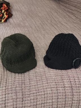 Banana Republic and Eddie Bauer Knit Brim Caps Pair